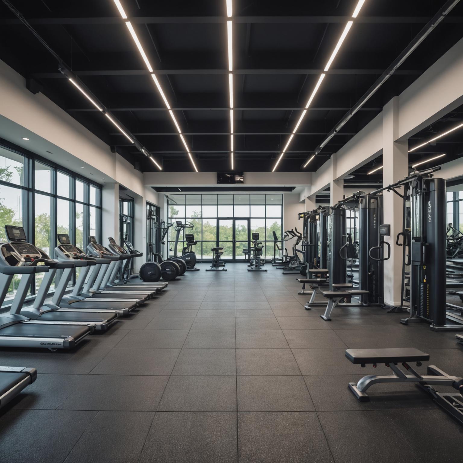 Modern gym interior with professional equipment