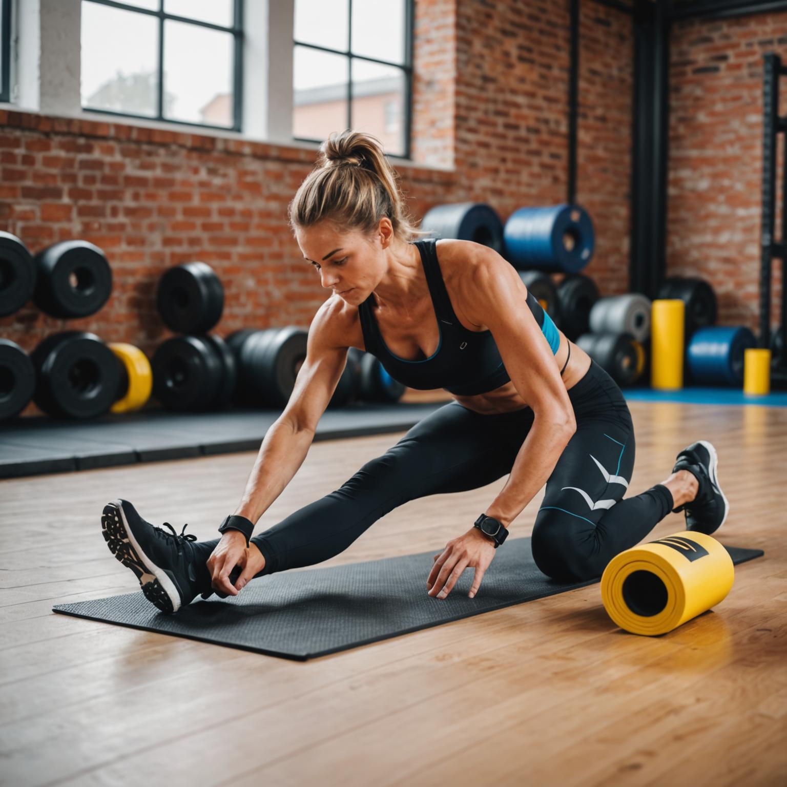 Athlete performing warm-up stretches